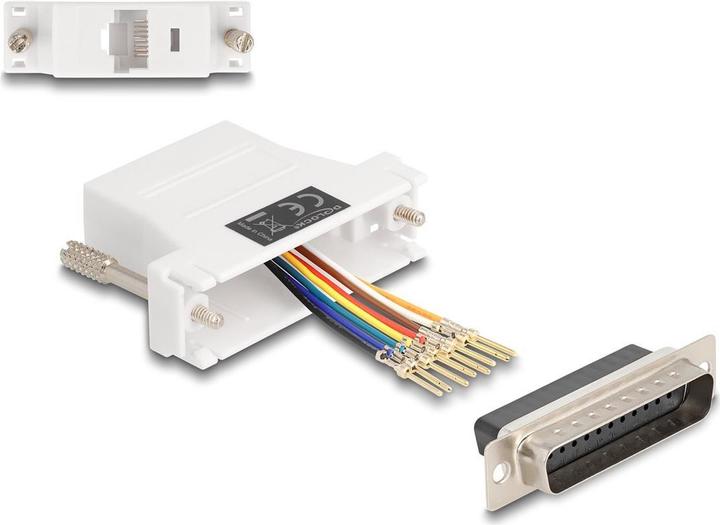 Actual product image Delock D-Sub 25 pin plug to RJ45 socket mounting kit white (0.06 m)