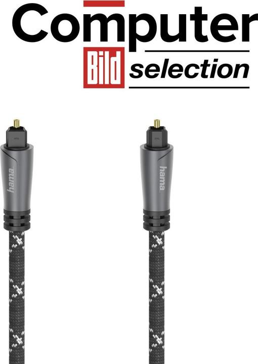 Actual product image Hama Audio fiber optic cable, ODT connector (Toslink), metal, 3.0 m (3 m, TOSLINK)