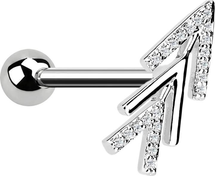 Produktbild Star Piercing Micro Barbell silber dreifach Pfeil mit Kristallen (Messing, Chirurgenstahl 316L)