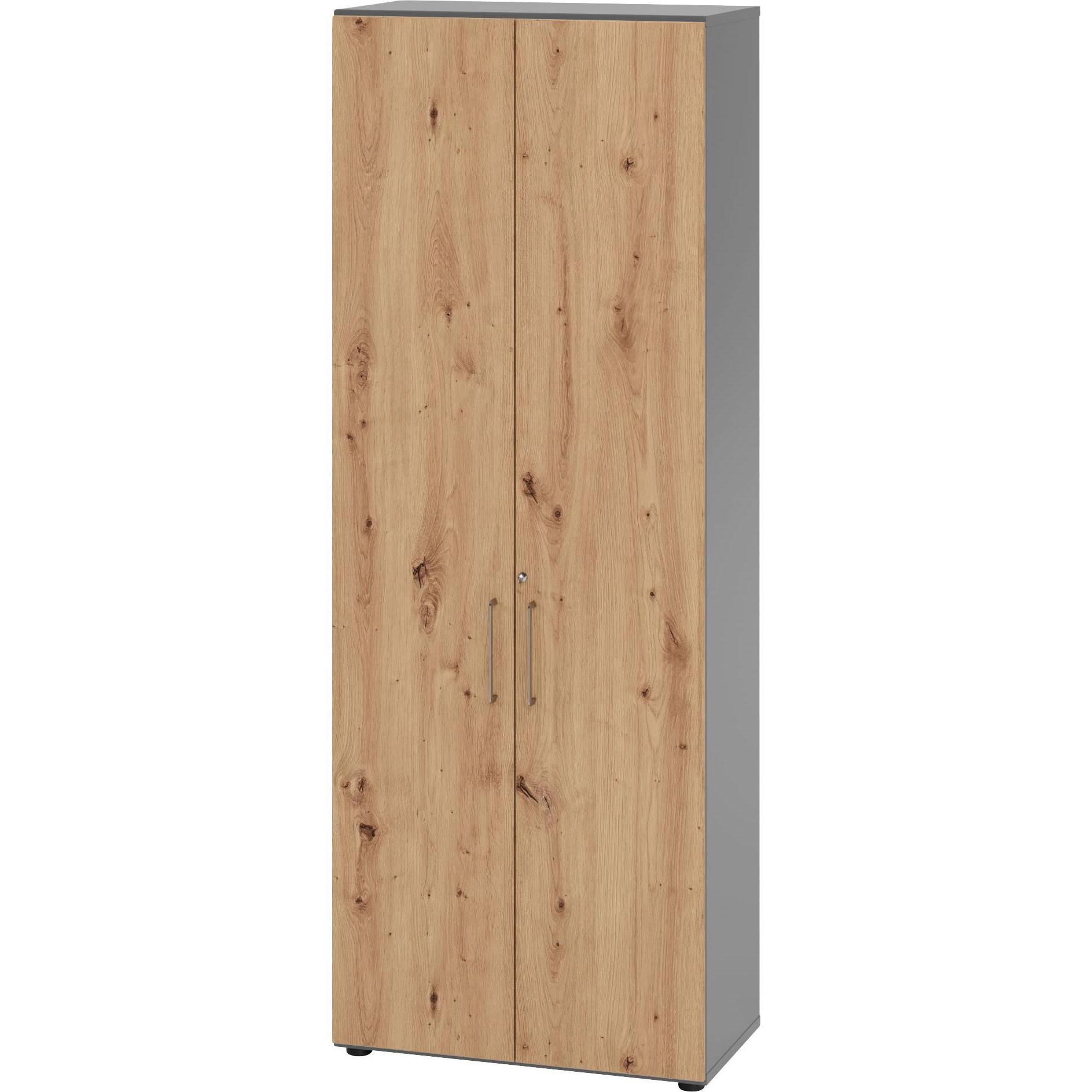 Hammerbacher, Aktenschrank, Regal/Türen 6OH 968T6 Graphit/Asteiche