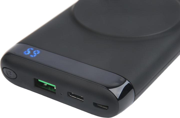 Deltaco Powerbank 10,000 mAh, Magnetic, Wireless, 1x USB-A, 1x USB-C - Black (10000 mAh, 18 W, 37 Wh)