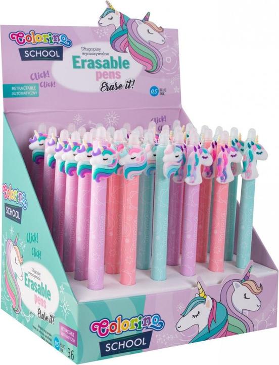 Immagine prodotto Cool Penna automatica cancellabile COLORINO Unicorn, vari colori, 0,5 mm (Multicolore, 36x)