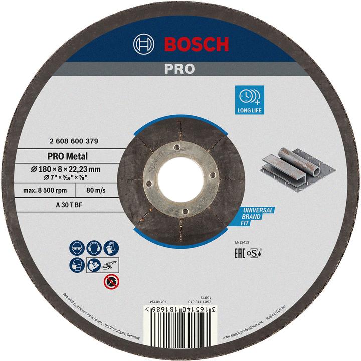Actual product image Bosch Professional Zubehör PRO Metal grinding disc, 180 x 8 x 22.23 mm (A30T-BF)