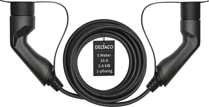 Immagine prodotto Deltaco Cavo di ricarica EV, e-car & ibrido, da Tipo2 a Tipo2, 16 A, 3,6 kW, monofase (Tipo 2, 3.60 kW, 16 A, 5 m)