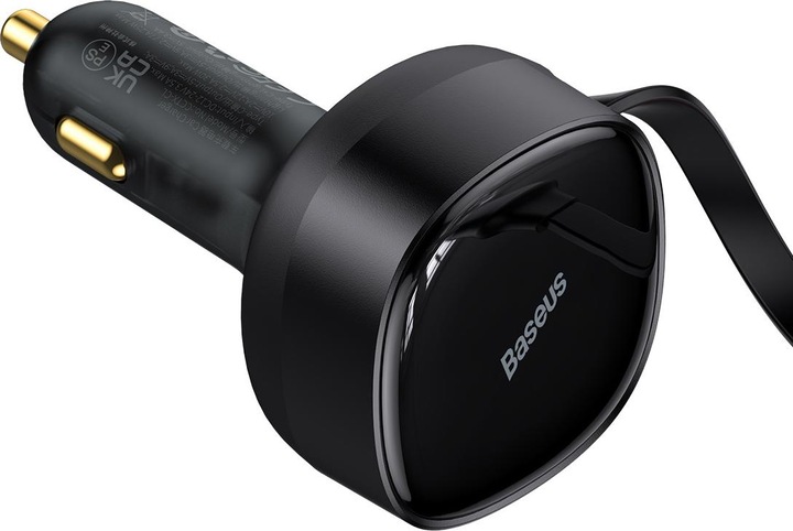 Actual product image Baseus Enjoyment Car Charger with cable USB-C + Lightning 3A, 30W (Black)