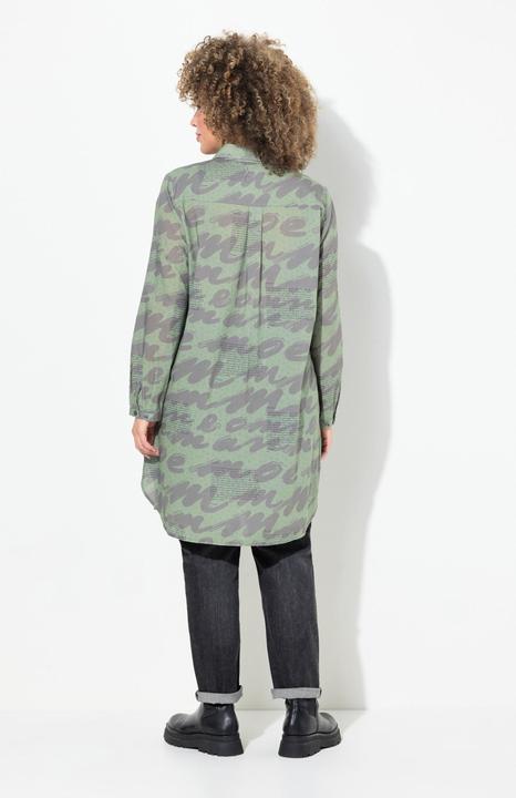 Produktbild Ulla Popken Longbluse, Scribble-Muster, Hemdkragen, Langarm (42, 44)