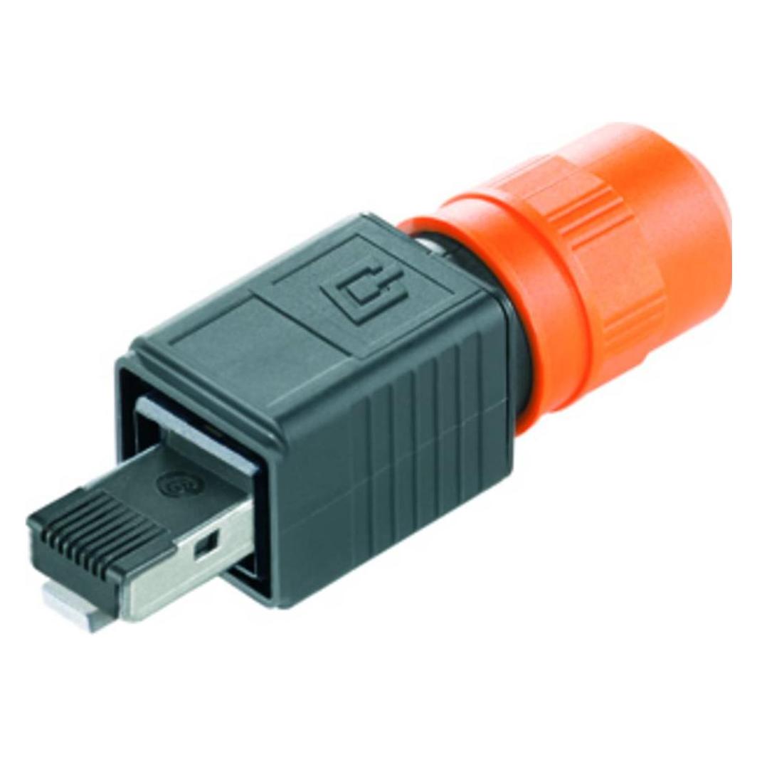 Weidmüller Kunststof stekker Push-Pull 6a IP67 RJ45, Kabels + Stekkers, Zwart, Oranje