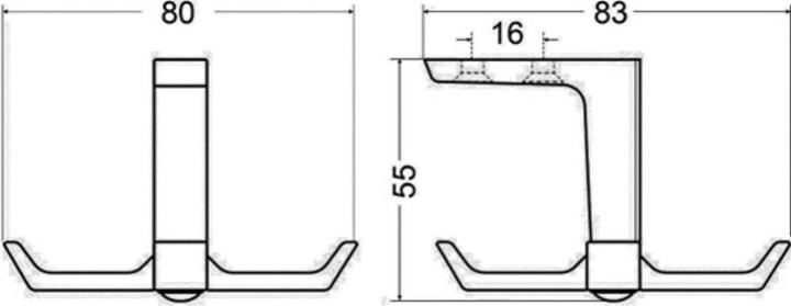 Produktbild Hermeta Decken-Mantelhaken 0201 vierfach Ausladung 83 mm Aluminium silberfarbig eloxiert Höhe 55 mm