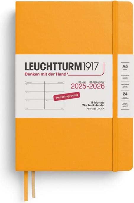 Leuchtturm1917 LEUCHTTURM 3T/S MED.18mon HC R.SUN (A5, 1 Woche / 2 Seiten)