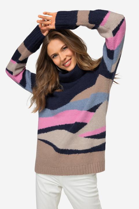 Immagine prodotto Laurasøn Maglione con design con onde, collo dolcevita e maniche lunghe raglan (L)