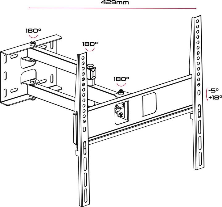 Produktbild Jolly Line TV Wandhalterung schwenkbar neigbar für 32-55 Zoll Fernseher, bis 35kg, VESA 400x400 (Wand, 35 kg, 32" - 55")