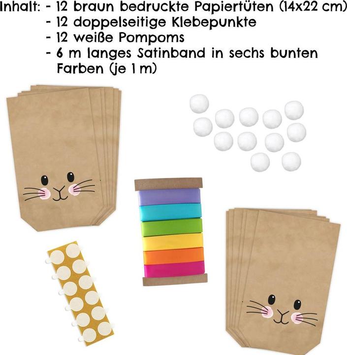 Image du produit Papierdrachen Sacs imprimés avec des motifs de lapin (Pochette cadeau, 12 x)