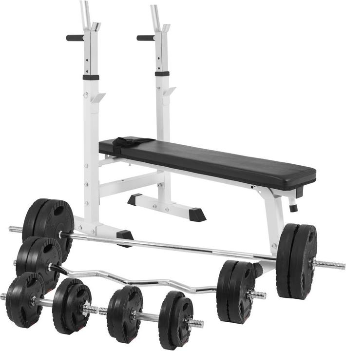 Gorilla Sports Weight bench power station & barbell set