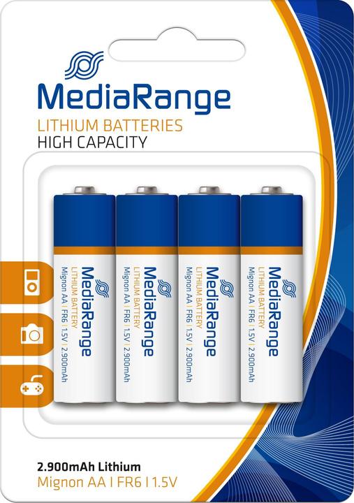 Productafbeelding MediaRange Batterij AA FR6 Mignon 4st MediaRang Mignon AA FR6 1,5V 4st Lithium (4 Pcs., AA, 2900 mAh)