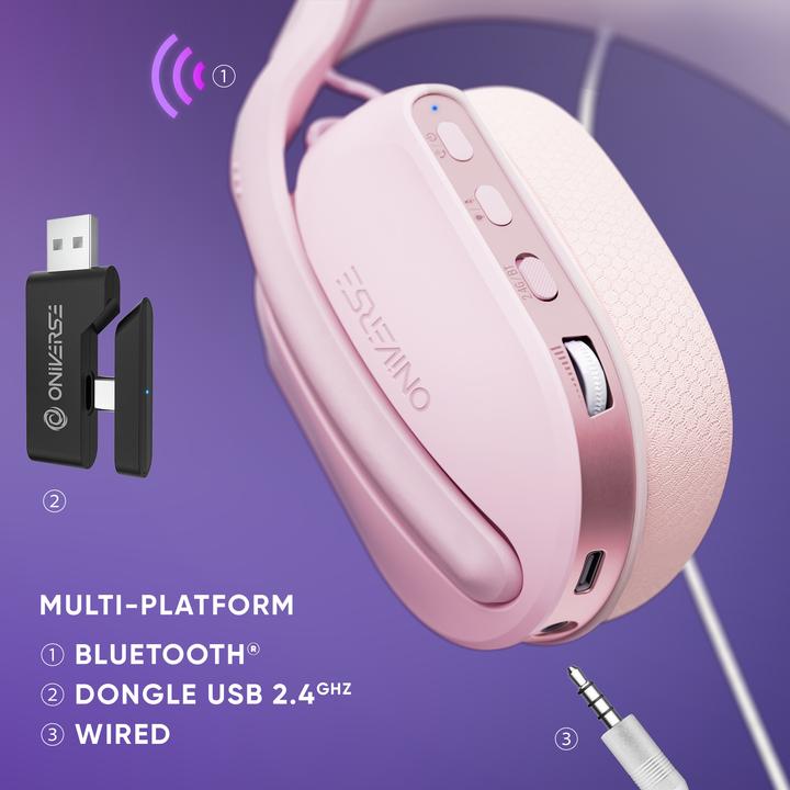 Produktbild Oniverse Wireless Gaming Headset Polaris - Aurora Pink (Kabelgebunden, Kabellos)