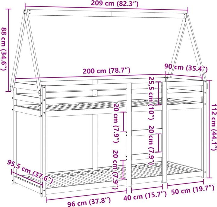 Actual product image vidaXL Etagenbett (80 x 200 cm)