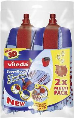 Vileda SuperMocio 3x Action Mop Replacement 2pcs Multi Pack (2 pcs.)