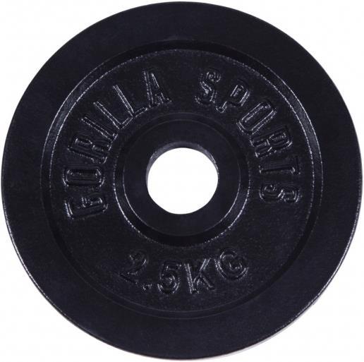 Image du produit Gorilla Sports Disque d'haltères en fonte noire 1,25-15 KG (1 x 2,5 kg)