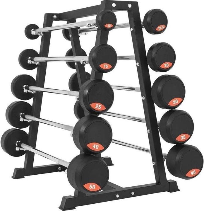 Actual product image Gorilla Sports Professional compact barbell set with rack (1 x 40 kg, 1 x 10 kg, 1 x 20 kg, 1 x 50 kg, 1 x 45 kg, 1 x 35 kg, 1 x 15 kg, 1 x 25 kg, 1 x 30 kg, 1 x 12.5 kg)