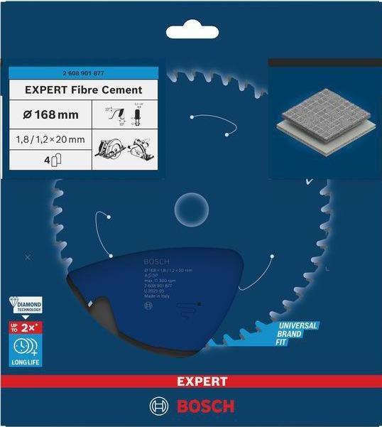 Image du produit Bosch Professional Zubehör Lame de scie circulaire Expert for Fiber Cement 168 x 20 x 1,8/1,2 mm, T4