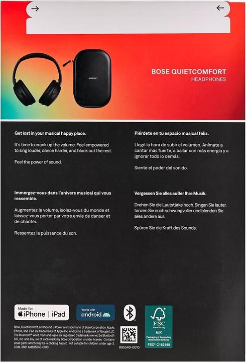 Image du produit Bose QuietComfort (ANC, 24 h, Sans fil, Filaire)