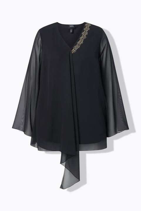 Actual product image Ulla Popken Layered Pointed Hem Chiffon Blouse (42)
