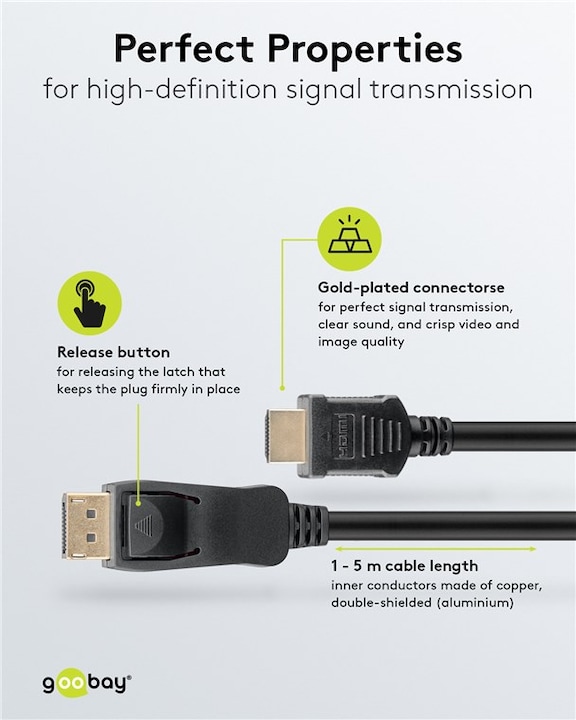 Produktbild Goobay DisplayPort – HDMI (3 m, HDMI, DisplayPort)