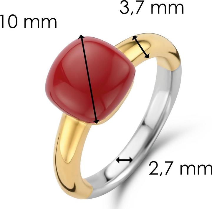 Produktbild Ti Sento Milano Ring mit korallrotem Stein vergoldet 12187CR (56, 925 Silber)