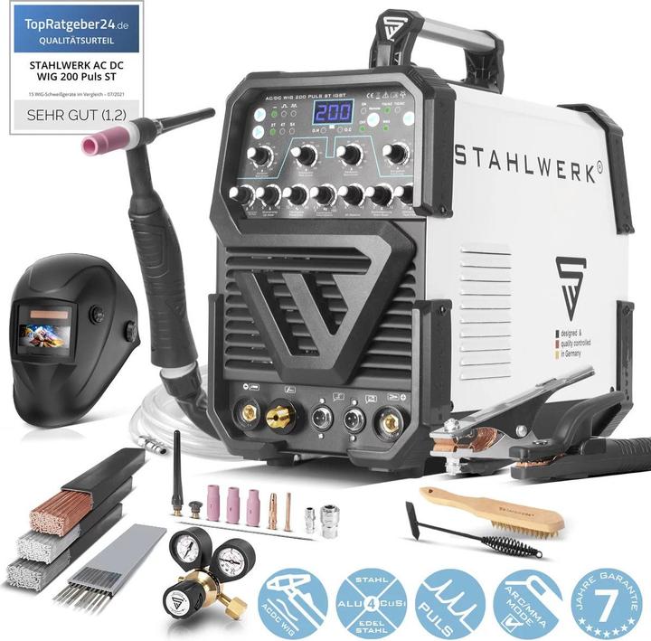 Stahlwerk Schweissgerät AC/DC WIG 200 Puls ST IGBT Vollausstattung