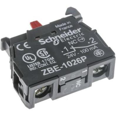 Schneider Electric Kontaktblock einzeln 22mm 1Ö Gold, Taster + Schalter, Schwarz