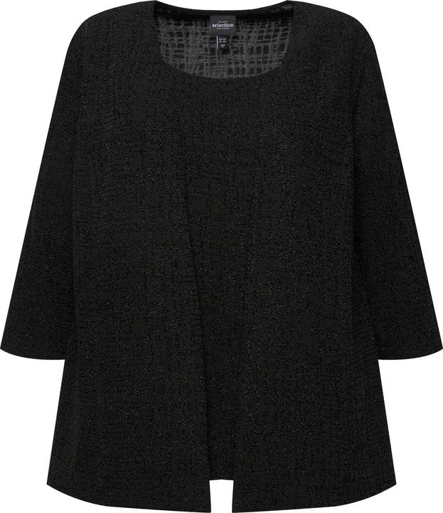 Actual product image Ulla Popken Sparkling Layered Look 3/4 Sleeve Blouse (50, 52)