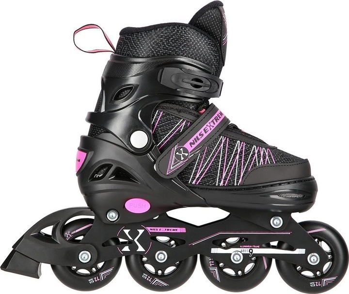 Actual product image Nils Roller Skates/Hockey Skates NH11912 black-pink - PU76 mm/82A (M 35-38) (37)
