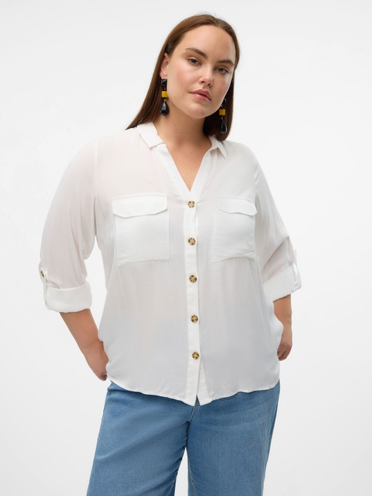 Produktbild Vero Moda Normal geschnitten Hemdkragen Curve Ärmel mit Umschlag Hemd Hemd (52)