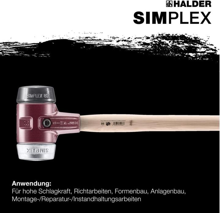 Produktbild Halder SIMPLEX-Vorschlaghammer, Gummikomposition / Weichmetall mit Tempergussgehäuse und Hickorystiel |... (3700 g)