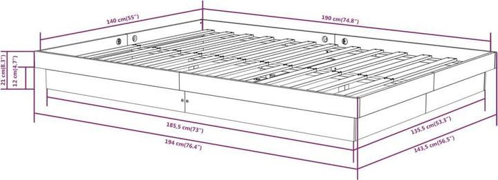 Produktbild vidaXL Bettgestell (140 x 190 cm)