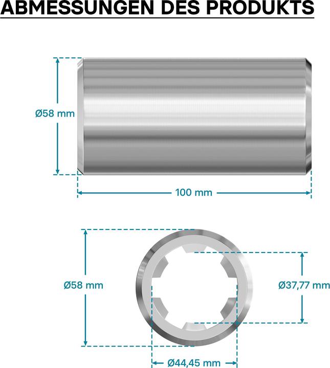 Produktbild Wiltec Zapfwellen Buchse C-Typ 100 mm für Vielkeilwelle PTO-Shaft 1 3/4" Z6 6N Traktor (Rasentraktor, Traktorzubehör)