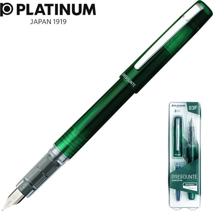 Immagine prodotto Platinum Prefounte Dark Emerald, stilografica F Eternal, in confezione di plastica, blister, verde (Verde, 1 x)