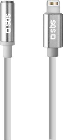 Image du produit SBS TEADAPTJACKMFIW Câble audio 0,15 m 3,5 mm Lightning blanc (0.15 m, Câble AUX)