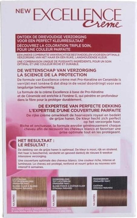 Image du produit L'Oréal Paris Excellence Cream 8.1 Light Ash Blonde Hair Dye (8,1 Blond cendré clair)