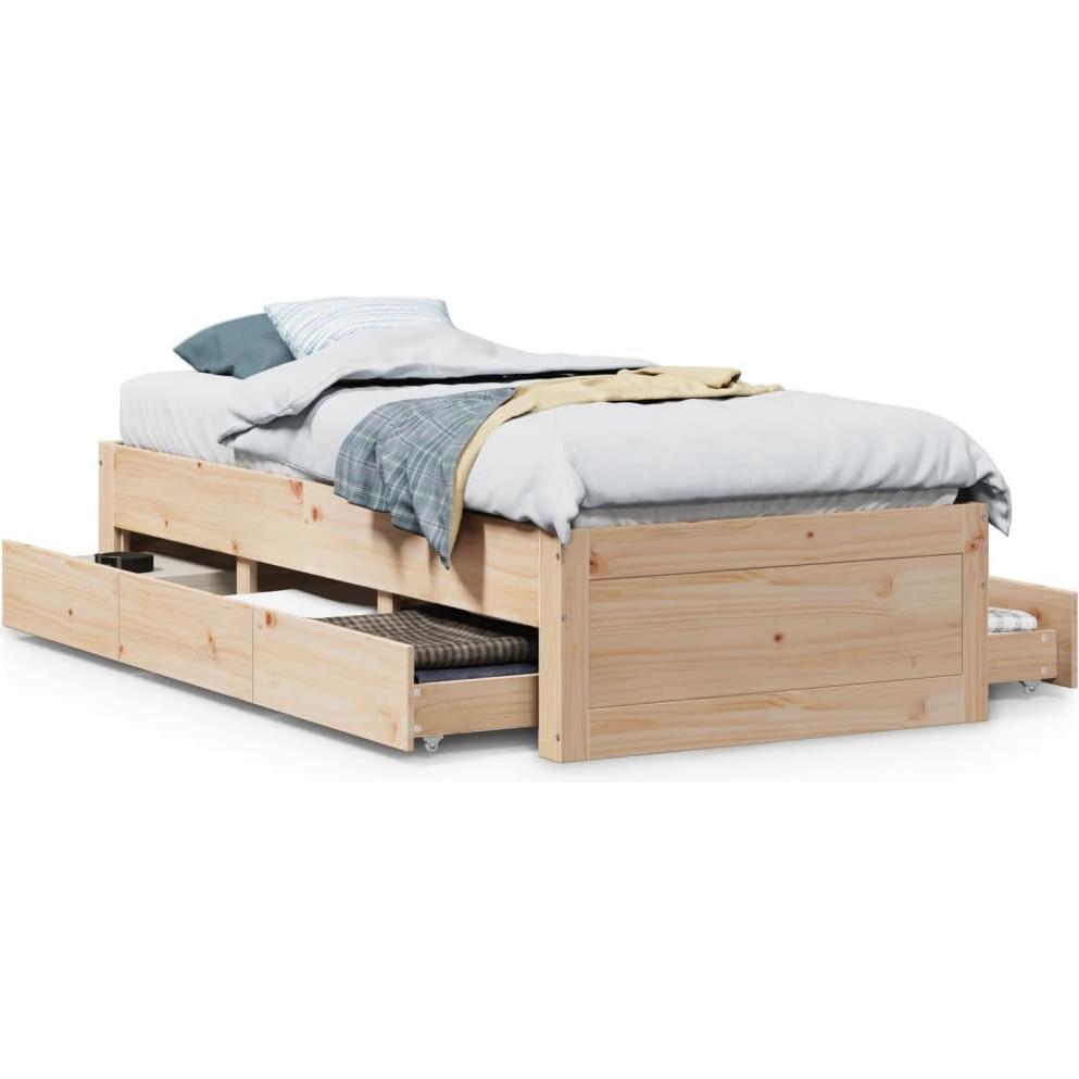 VidaXL, Bett, Massivholzbett Holzbett Bett ohne Matratze mit Schubladen 75x190cm Kiefer (75 x 190 cm)