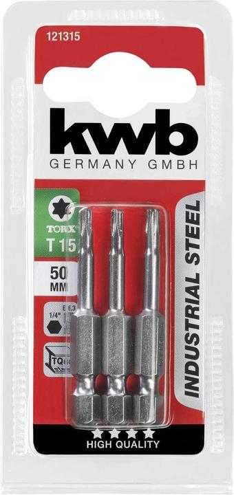 Produktbild kwb Schraubendreher-Bit 50 mm 1/4" T15 SB (Innensechsrund TX)