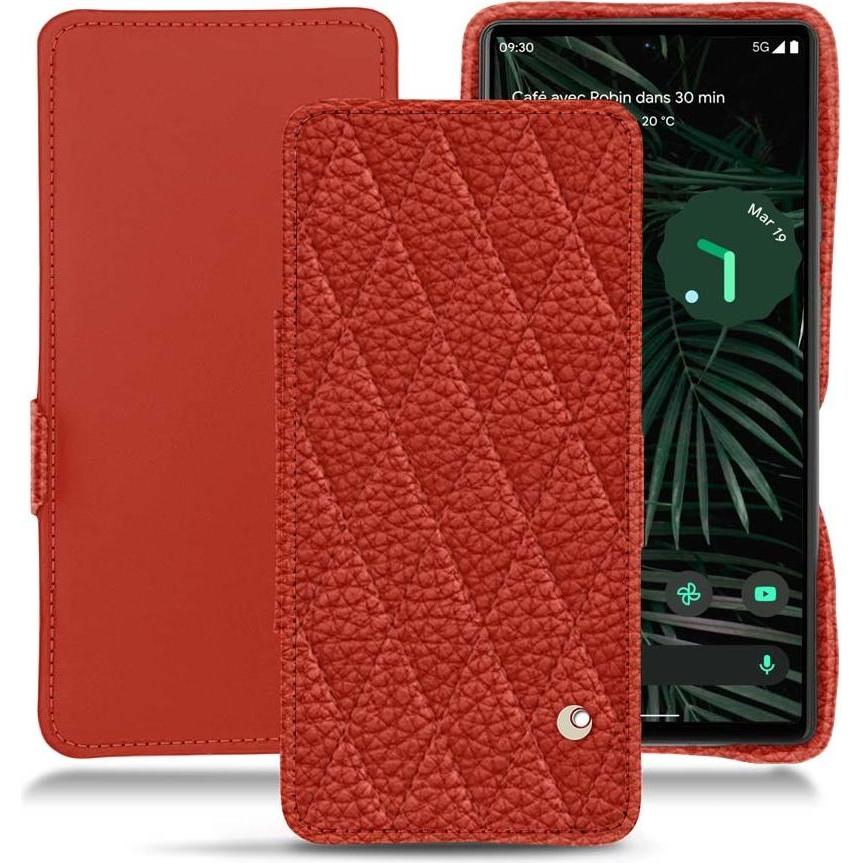 Noreve Lederschutzhülle horizontal (Google Pixel 6 Pro), Smartphone Hülle, Orange