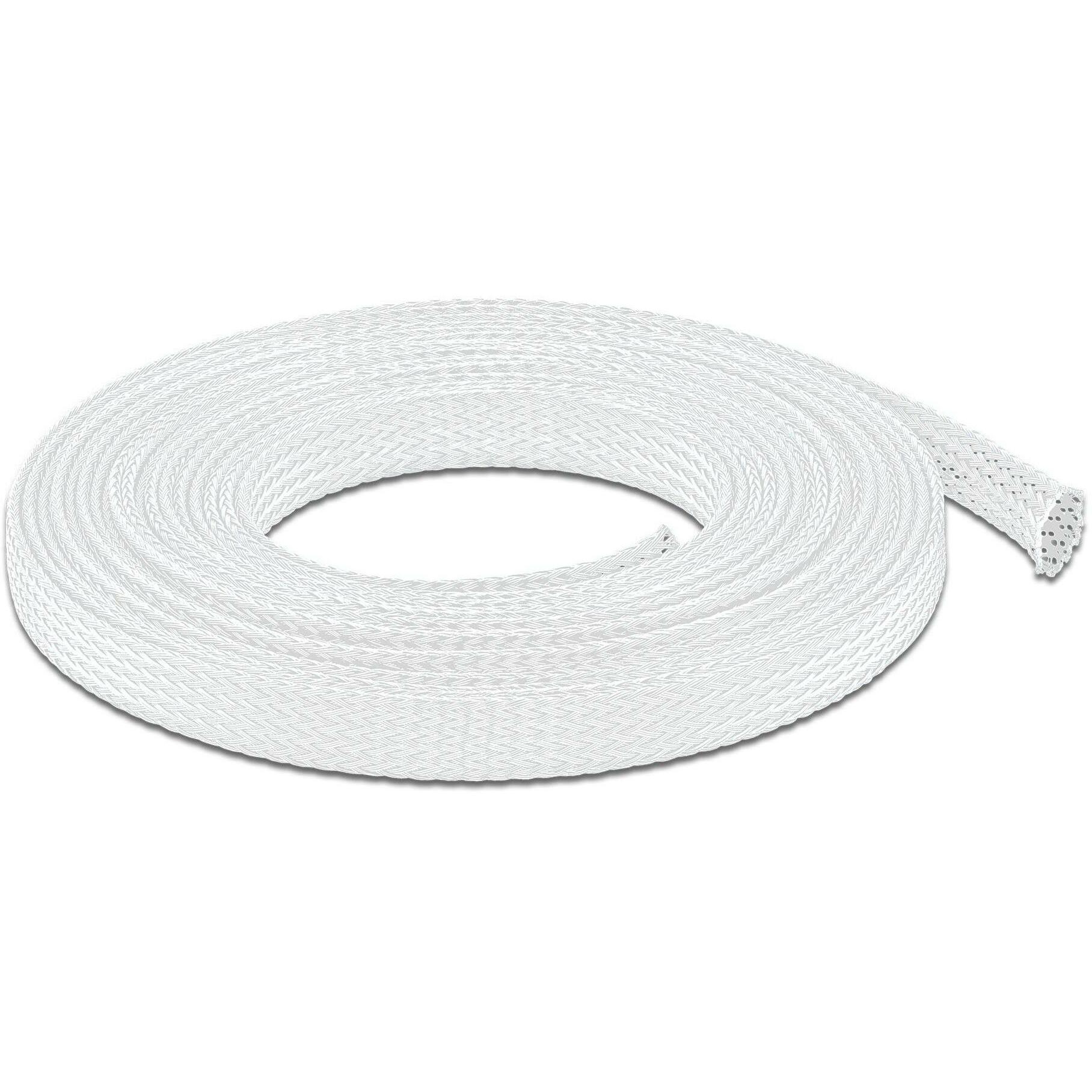 Thumbnail - Delock, Kabelschutz + Kabelführung, Geflechtschlauch dehnbar 10 m x 12 mm weiss (Kabelschlauch, 10000 mm)
