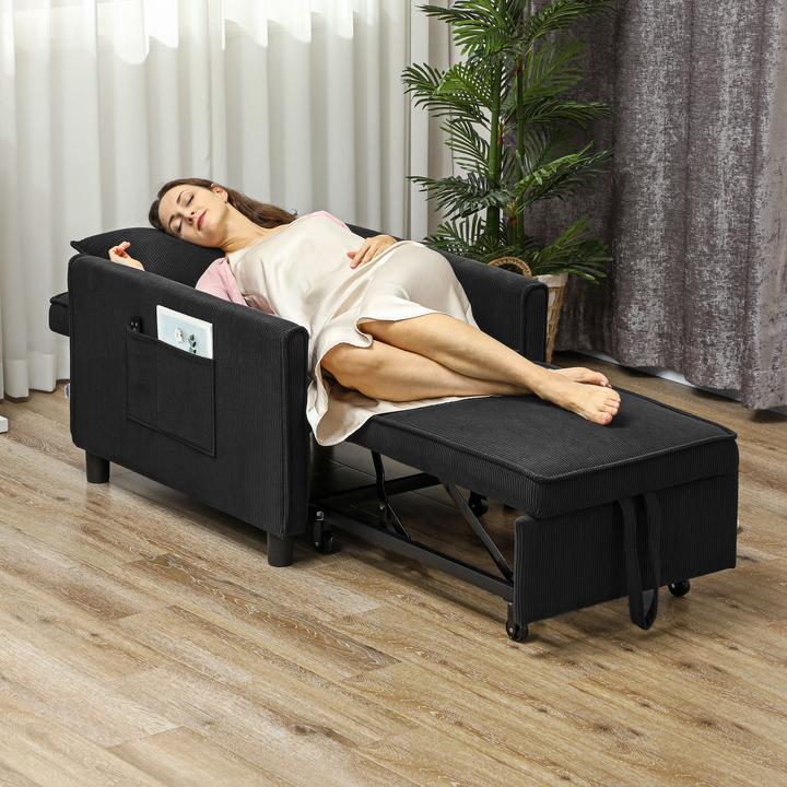 Actual product image Homcom Schlafsessel Polyester, Eukalyptusholz Schwarz