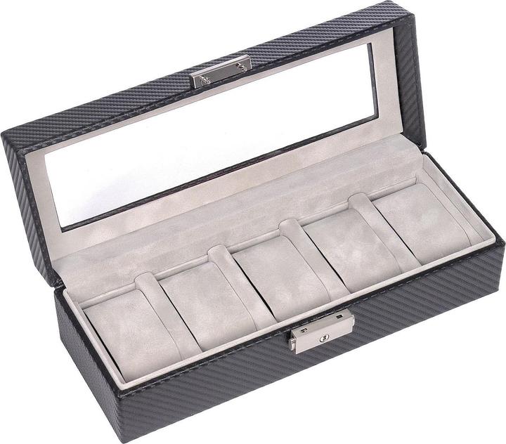 Produktbild Sacher 1115.380421 - Uhrenetui für 5 Uhren carvon schwarz (Leder)