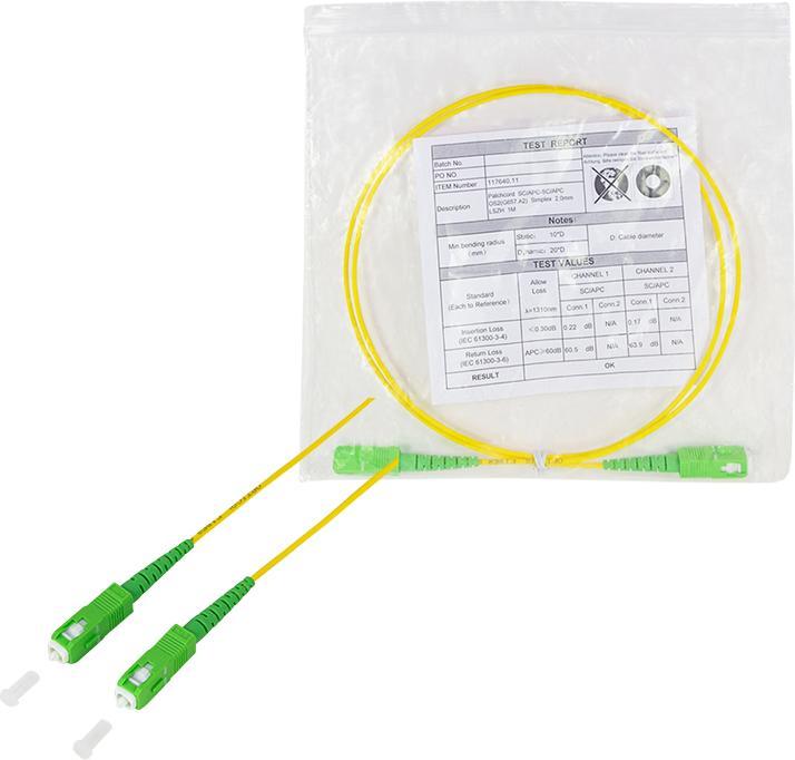 Produktbild LogiLink LWL Patchkabel, 2x SC-Simplex, OS2, 1,0 m, gelb SC-Simplex Stecker (1 m)