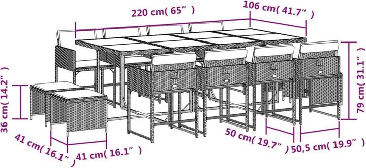 Produktbild vidaXL Garten Essgruppe (220 x 106 x 73 cm)