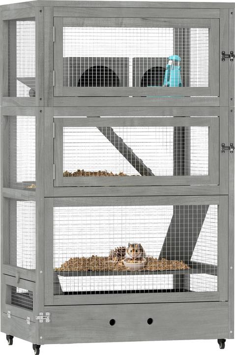 Image du produit PawHut Zwerghamsterkäfig Tannenholz Grau