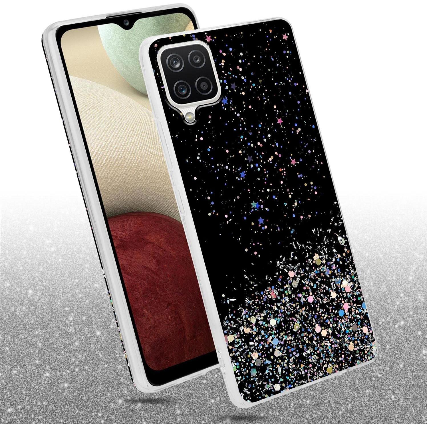 Thumbnail - Cadorabo TPU Cover funkelnder Glitter (Samsung Galaxy A12, Samsung Galaxy M12), Smartphone Hülle, Schwarz