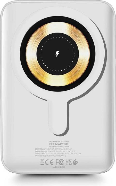Productafbeelding Urban Factory WIFI MAGNEE POWERBANK 10.000MAH WIT (10000 mAh)